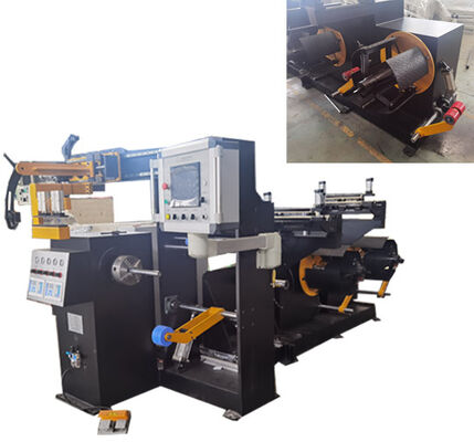 Máquina automática de enrollado de papel para bobinas de transformadores con papel de ancho de 300 mm y dos desenrolladores de papel